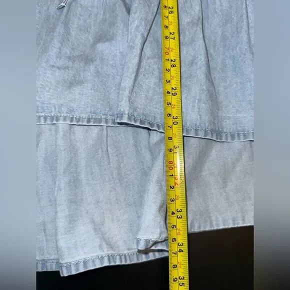 Elan Women’s Sienna Ruffle Mini Dress Blue Wash Ruffle feminine BOHO SMALL NWT - Picture 13 of 13